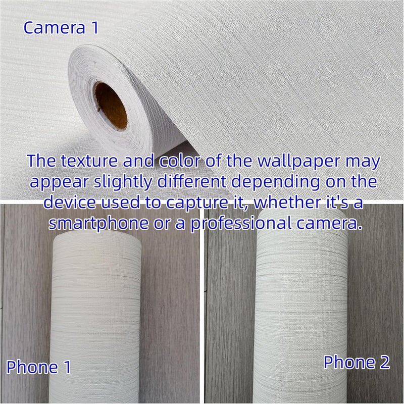 Haimin Grasscloth Textured Wallpaper 24in X 393in Fabric Contact Paper White Wall Paper Linen Peel and Stick Self-Adhesive Thick Vinyl Embossed Film Wallpaper (White) - Image 5